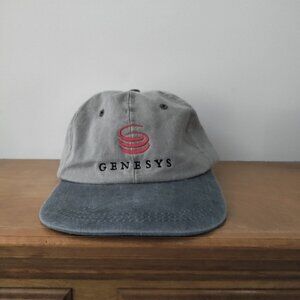 VTG 1990's Embroidered Genesys CTI Computer Themed Hat Gray Strapback GUC